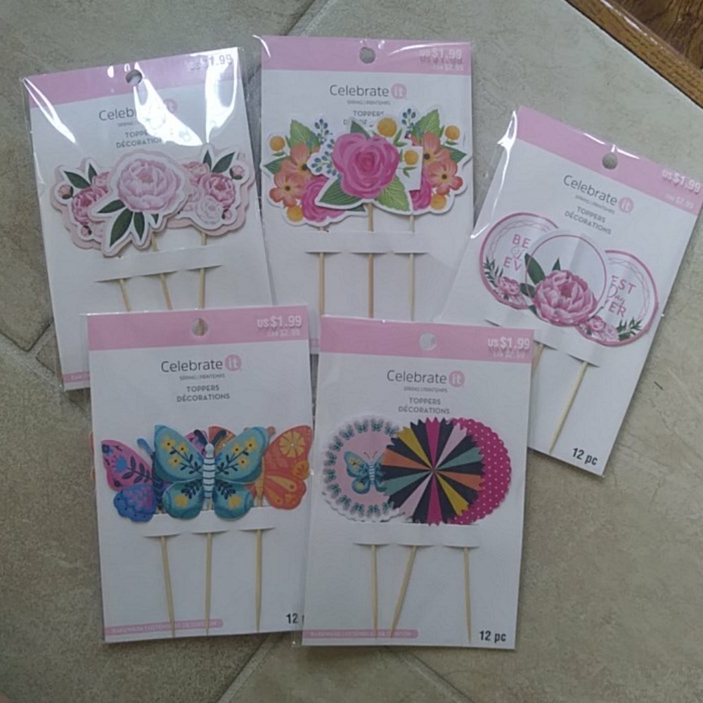 Celebrate it flowers/butterfly/circle toppers